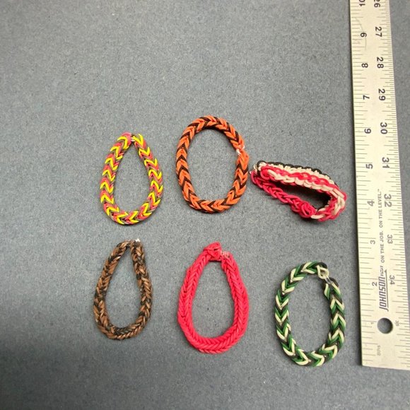 Rubber Friendship Bracelets Lot Of 6 Handmade Multicolor Red Black White Brown - Picture 8 of 8